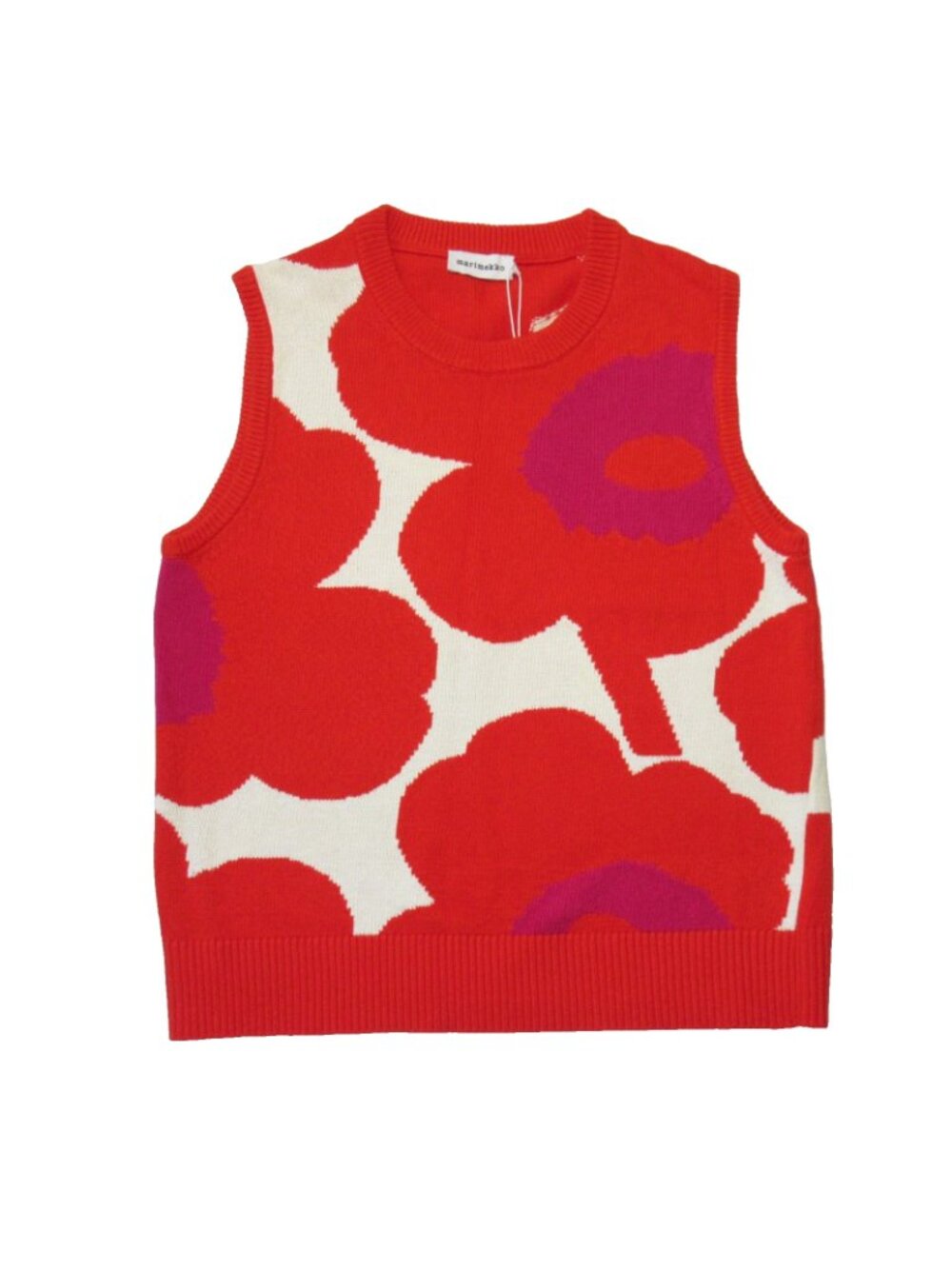 NWT Marimekko Pioneeri Unikko Sleeveless Floral Cotton Knit Sweater Vest M - Picture 3 of 8